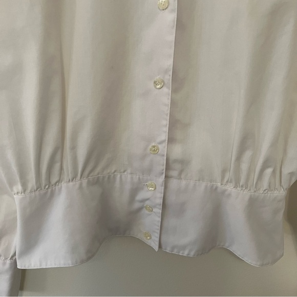 VTG Women’s Sz. 6 White Button Down Shirt Tapered Pleated Waist Puff Sleeve Prep - Picture 5 of 8